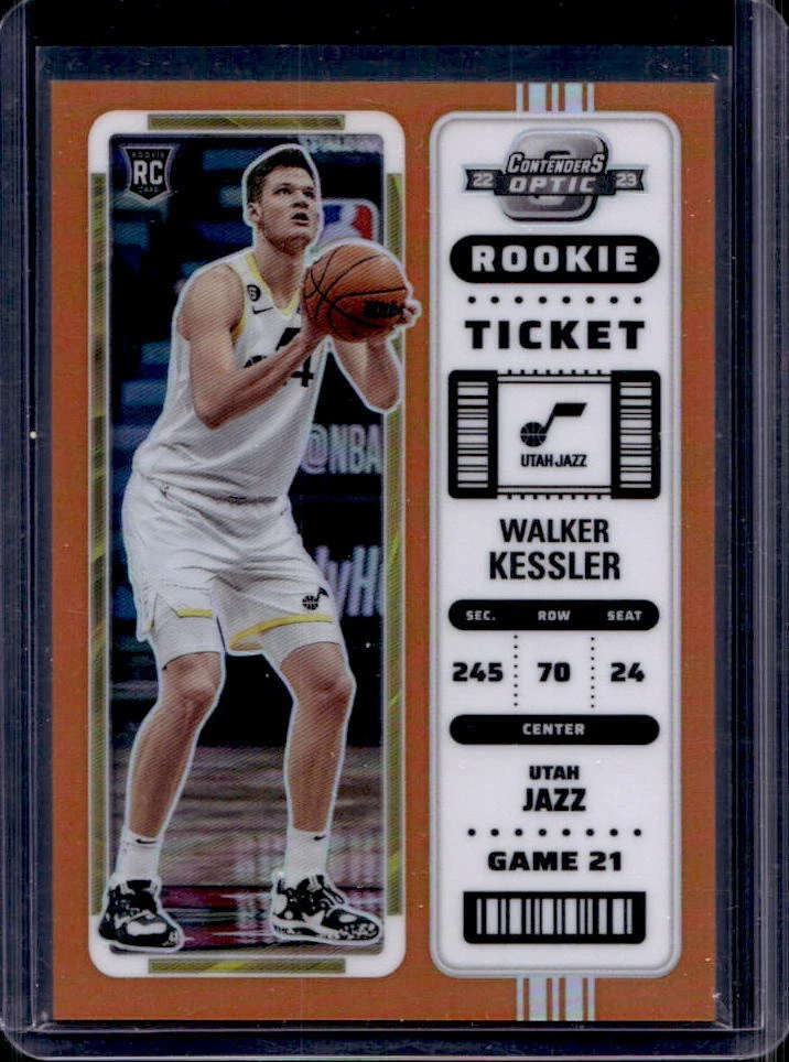 2022-23 Contenders Optic Walker Kessler Orange Prizm Rookie Ticket RC #19/49
