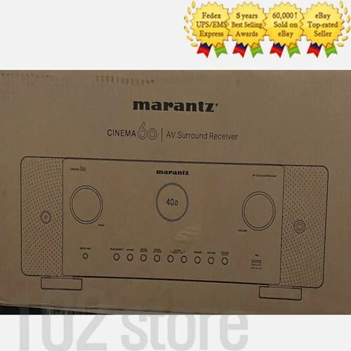 Marantz Cinema 60 7.2CH AV Receiver 8K Ultra HD HEOS Black 220V No Tariffs In US - Image 1 of 3