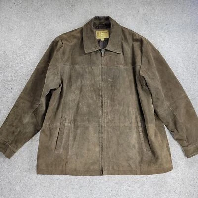 Vintage Boston Harbour Mens Suede Leather Jacket 2XL Brown Full Zip Barn Coat - Image 1 of 4