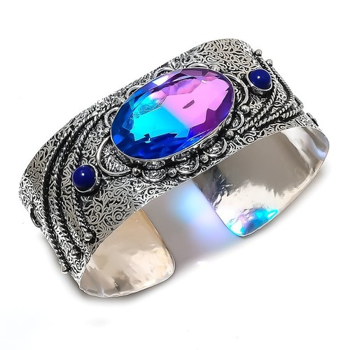 VALENTINO Bracciale in argento sterling 925 con pietre preziose tormalina bicolore regolabile B526