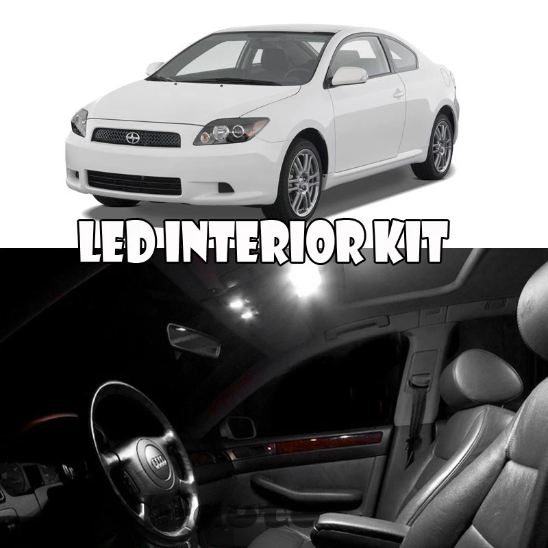 For 05-10 Scion tC White LED Interior Full Kit Map Dome Trunk Plate Reverse 9PC - Image 1 of 1