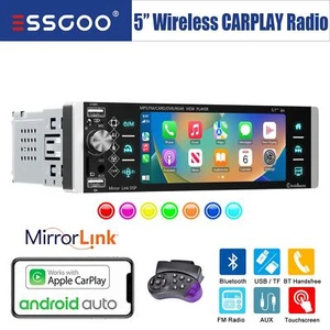 Radio de Coche 1 DIN 5" inalámbrico CarPlay Android Auto pantalla IPS USB AUX - Imagen 1 de 15