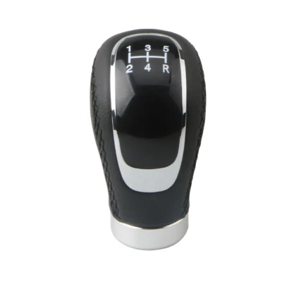 Black PU Leather Car Manual Gear Shift Shifter Handle Lever W/ 5/6 Speed Covers - Image 1 of 4