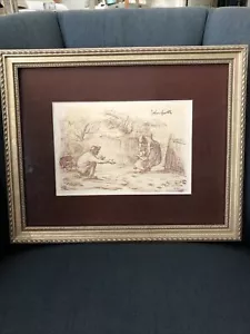 Original ? John Groth, Renowned Illustrator Sepia Ink Drawing Parents W/ Child - Picture 1 of 3