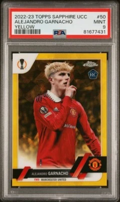 2022-23 Topps Chrome Sapphire UEFA Alejandro Garnacho Variation Yellow #’d 99/99 - Image 1 of 3