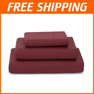 Silky Soft Bamboo Bedding Set - 3-Piece Twin XL with 16-Inch Pockets, Burgundy - Picture 1 of 10