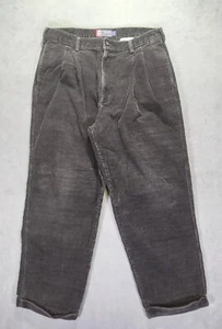 Vintage Chaps Ralph Lauren Corduroy Pants Black 36x30 Mens Pleated Cuffed Y2K - Picture 1 of 11