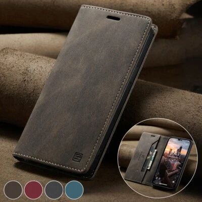 Magnetic Wallet Case Leather Flip Cover for iPhone 17/16e/15/14/13/12/11 XR SE 8 - Image 1 of 4