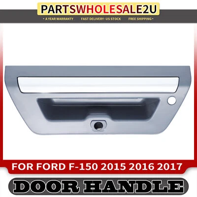 Nueva manija de puerta trasera negra y cromada con orificio de cámara para Ford F-150 2015-2017 Foto 1 de 4
