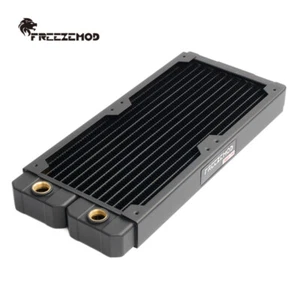 Radiador de cobre con roscos FreezeMod 240 mm negro G1/4" para refrigeración por agua para computadora - Imagen 1 de 9