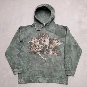 The Mountain Hoodie Mens Medium Green Find 12 Wolves Nature Outdoor Tie Dye Gorp - Picture 1 of 9