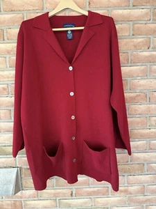 Charter Club Red Merino Wool Button Front Cardigan Jacket Long Sleeve Size 2X - Picture 1 of 7
