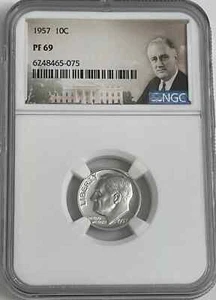1957 Roosevelt Dime 10C NGC PF69 - Picture 1 of 2