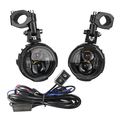 MF7797 Faretti Fari Supplementari Led + Tasto Universali Moto Enduro per barre - Immagine 1 di 4