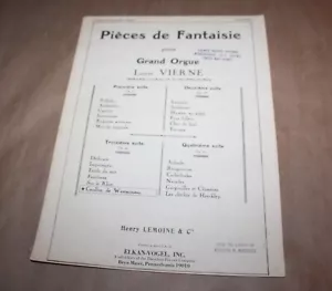 Pieces de Fantaisie Organ Louis Vierne Vintage Sheet Music 1927 Lemone - Picture 1 of 3