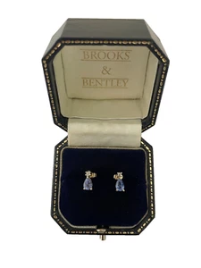 Pendientes pequeños de diamantes y diamantes de oro de 10 quilates con diamantes y tanzanita - Imagen 1 de 15