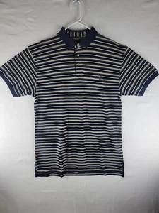 Timberland Polo Shirt Men's Size Large Blue Short Sleeve W/ Yellow White Striped - Picture 1 of 12