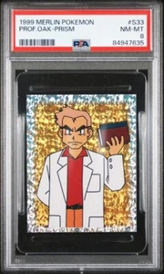 1999 Merlin Pokemon PROFESSOR OAK Holo Prism #S33 PSA 8 NM-MT LOW POP 20 - Picture 1 of 2