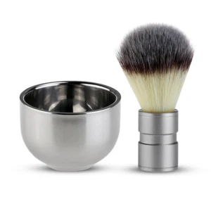 Cepillo de afeitar para cabello TINKSKY Badger con tazón de afeitar de acero inoxidable de doble capa - Imagen 1 de 11
