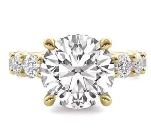 Anillo de boda de diamantes de corte redondo de 1,50 quilates cultivado en laboratorio con certificación IGI de oro amarillo de 14 quilates - Imagen 1 de 8