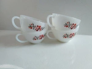 MCM Fire King Primrose Cup Milk Glass Set - 4, Tea Coffee Mug Anchor Hocking USA - Picture 1 of 13