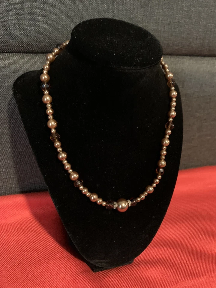 Blush-Pearl And Crystal Bead Necklace  - Image 1 of 1