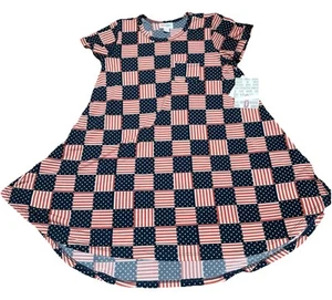 LuLaRoe Kids Scarlet Dress Size 8 NWT – 4th of July Patriotic Flag Print Red - Picture 1 of 5
