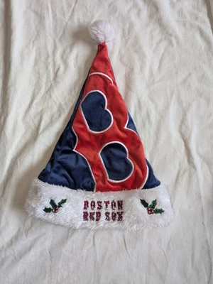 Boston Red Sox Team Logo Holiday Furry Santa Hat 24" circumference - Image 1 of 4