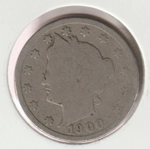 Rare 125 Year Old 1900 Barber Liberty V Nickel US Coin Collection Collectible - Picture 1 of 2