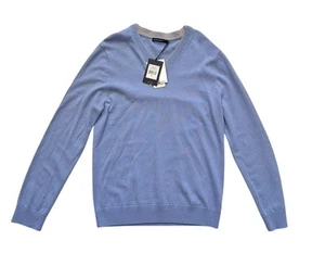 Sportscraft Men’s Wool Cotton Blue Pullover V- Neck Sweater Jumper Size S - Picture 1 of 6