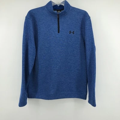 Under Armour Storm 高尔夫套衫男式 M 蓝色抓绒 25 美分 1/4 拉链性能 — 第 1/4 张图片