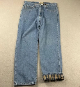 LL Bean Jeans Mens 36X30 Blue Denim Flannel Lined Classic Fit Straight Leg - Picture 1 of 11