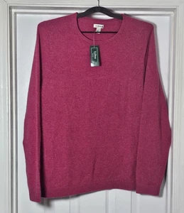 L.L. Bean Classic Cashmere Crewneck Sweater Women's Size Large Regular Raspberry - Picture 1 of 7
