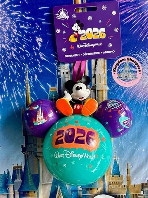 2026 Walt Disney World Mickey Mouse Glass Ball Icons Christmas Dated Ornament - Image 1 of 2