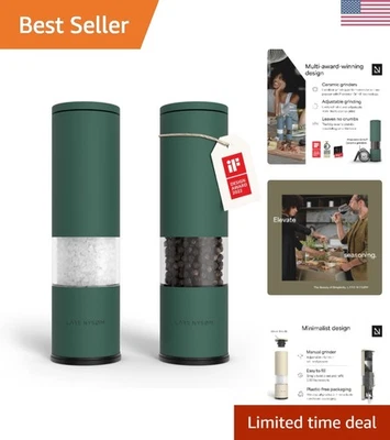 Versátiles molinos de sal y pimienta con molinillos de cerámica - Regalo ideal en verde pino Foto 1 de 4