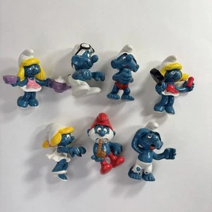 Vintage 70s & 80s Smurfs 2 Inch Figures Schleich Toys Smurfette Papa Smurf - Picture 1 of 19