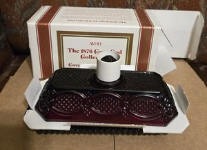 VTG NIB Avon 1876 Cape Cod Covered Butter Dish Red Glass 2pc  - Picture 1 of 3