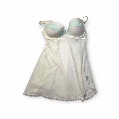 Gilligan & O Malley Intimates White Lace Trim Babydoll Chemise M/M - Image 1 of 4