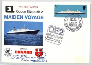 GB QEII 1969 Cubierta 5d ENVÍO QE2 VIAJE INAUGURAL Southampton *FIRMADA* Cunard XE234 - Imagen 1 de 12