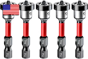 5 Stück Trockenbauschrauben-Setzer, magnetische Positionierschraubendreher-Bits PH2 Bits, 1/4 Zoll  - Bild 1 von 7
