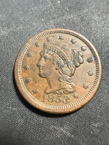 1853  VF  Braided Hair  Large Cent           Lot# 1144 - Picture 1 of 3