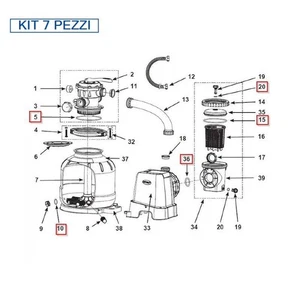INTEX Kit Guarnizioni Pompa Filtro a Sabbia Modello 70220-2 e 60220-2  - Imagen 1 de 1