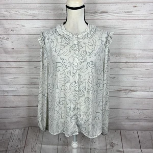 Blusa para mujer CAbi #4232 con ribete de cinta talla grande blanca con botones volantes delanteros - Imagen 1 de 10