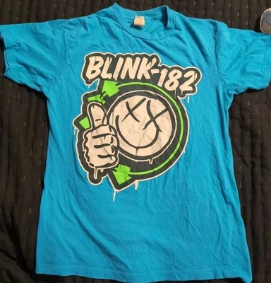 BLINK 182 Concert T 恤 Thumbs Up Tultex 蓝色 XS 码 — 第 1/4 张图片