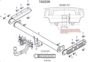 Barra de remolque de acero automotriz Towtrust Swan Neck para Audi Q5 SUV 2008 a 2017 - Imagen 1 de 8