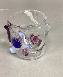 Tazza o vaso in vetro soffiato a mano mosaico vino Tandem Works - tema spiaggia conchiglia mare - Foto 1 di 8