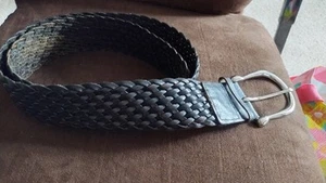 Michael Kors Wide Black Braided Genuine Leather boho Belt Size Medium - Picture 1 of 3