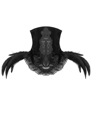 Devil Fashion Gothic Choker Collar Black Velvet Lace Feather Necklace Steampunk - Image 1 of 4