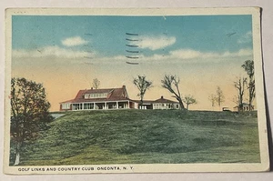 Postal - Enlaces de golf Country Club Oneonta, Nueva York 1927 - Imagen 1 de 2