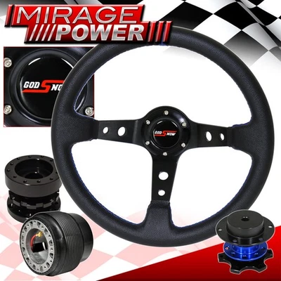 Quick Release For 88-91 Crx + Deep Dish Black Steering Wheel + Hub Extender Foto 1 de 4